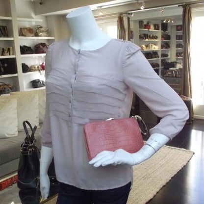 Valentino Garavani Crocodile Embossed Crystal Clutch Coral 2 of 10