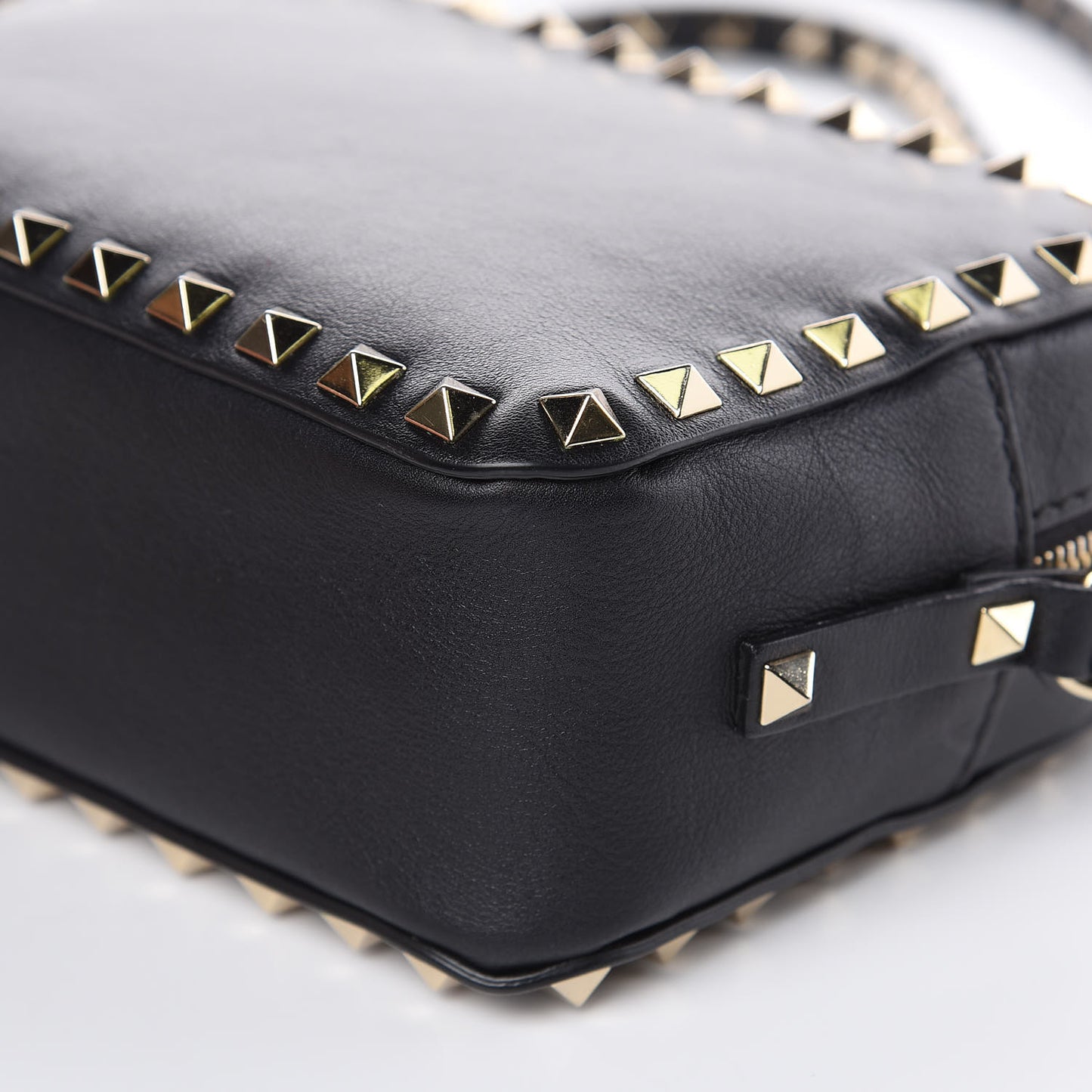 Calfskin Rockstud Camera Crossbody Bag Black