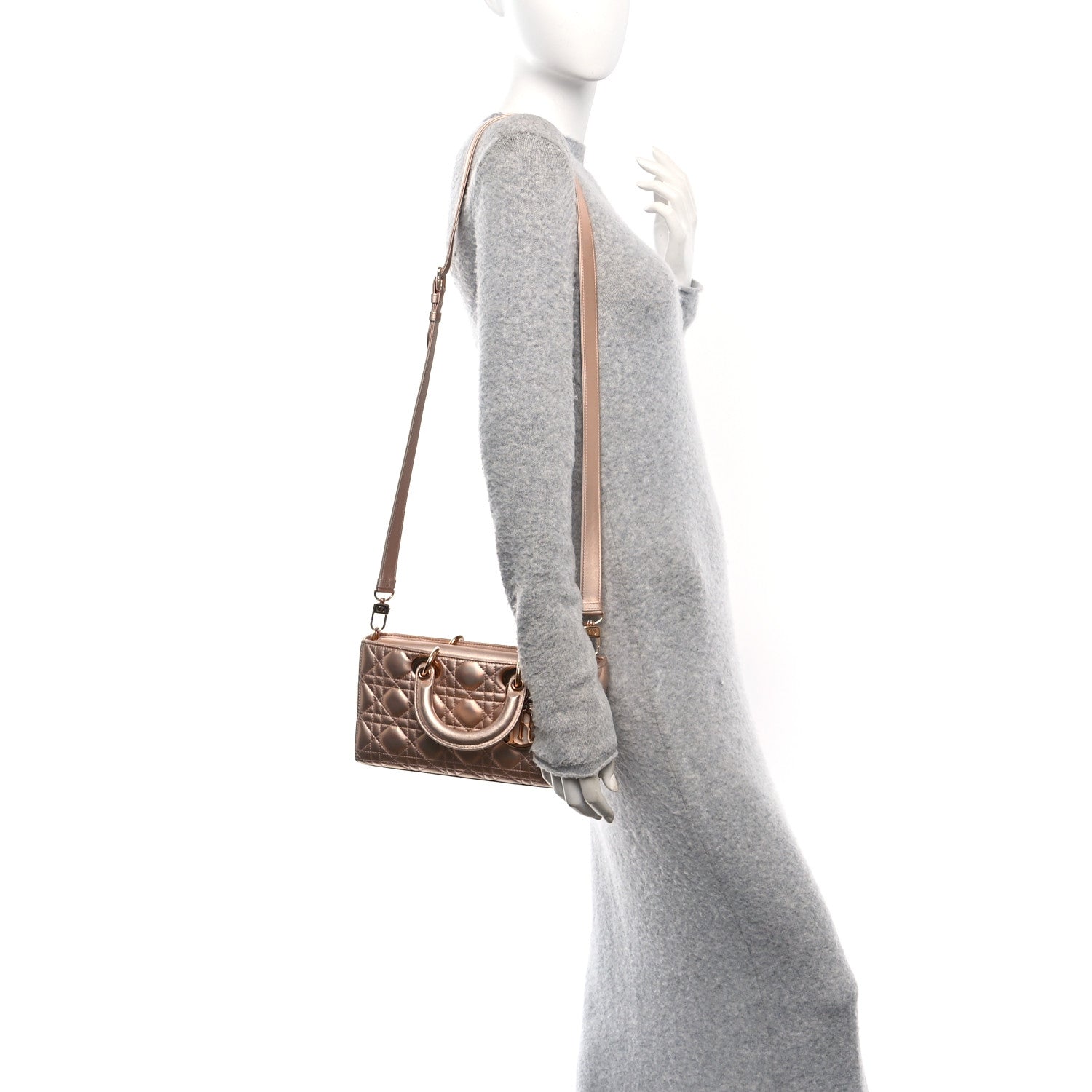 Christian Dior Metallic Lambskin Cannage Medium Lady D-Joy Pink 2 of 10