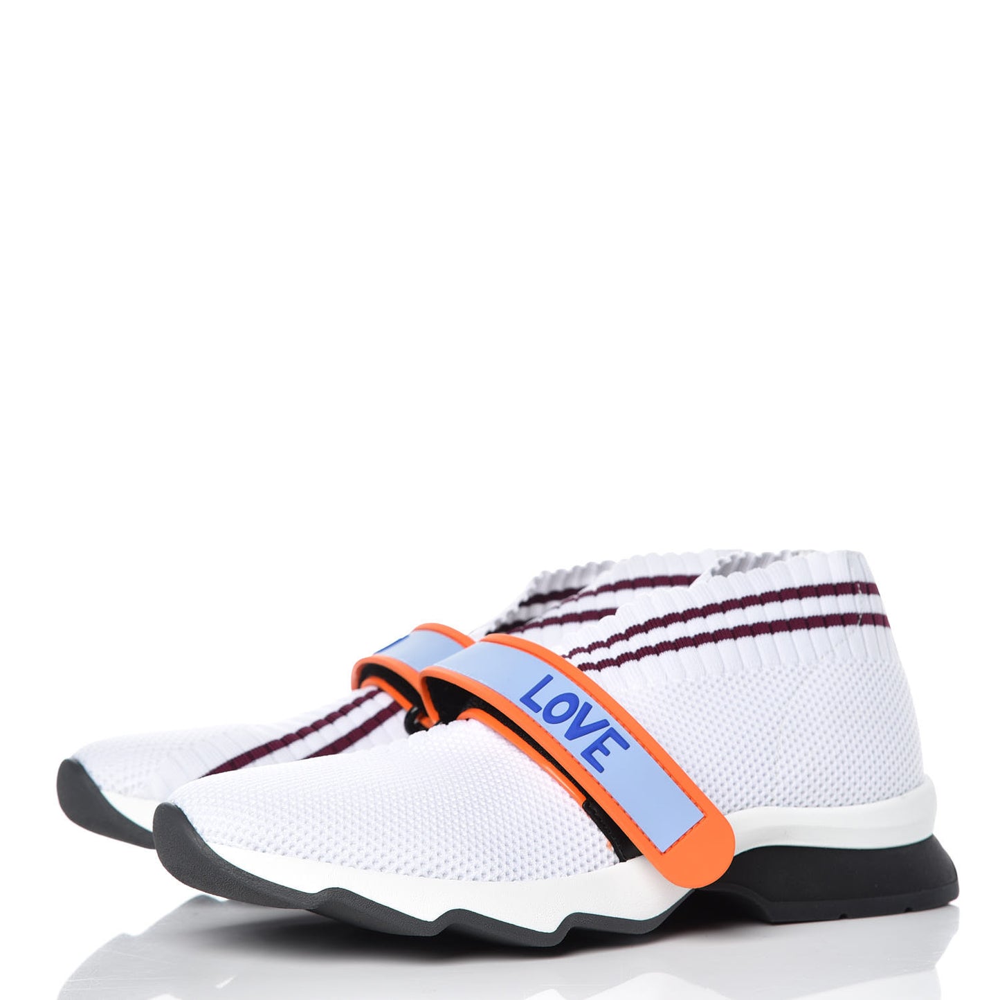 Stretch Yarn Stiff Band Rockoko Sneakers 36.5 White Bordeaux
