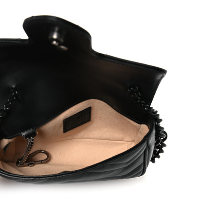 Gucci Calfskin Matelasse Monochrome GG Marmont Chain Belt Bag Black 5 of 10
