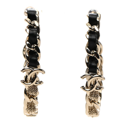 Chanel Lambskin CC Chain Hoop Earrings Gold 1 of 4