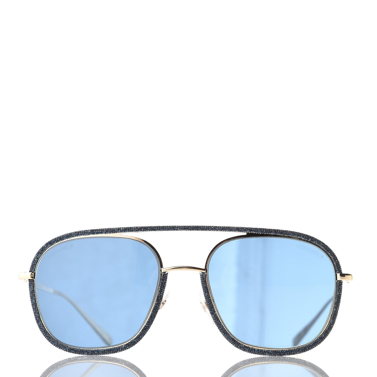 Metal Denim Pilot Sunglasses 4249-J Gold Dark Blue