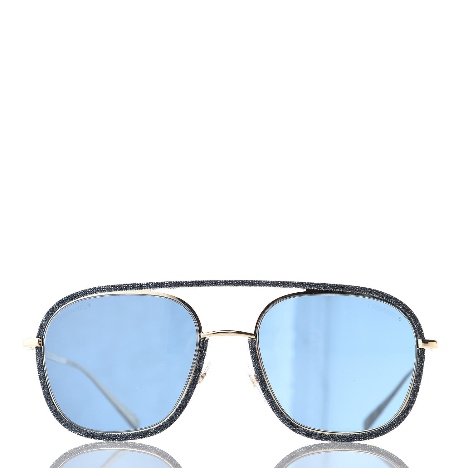 Chanel Metal Denim Pilot Sunglasses 4249-J Gold Dark Blue 2 of 7