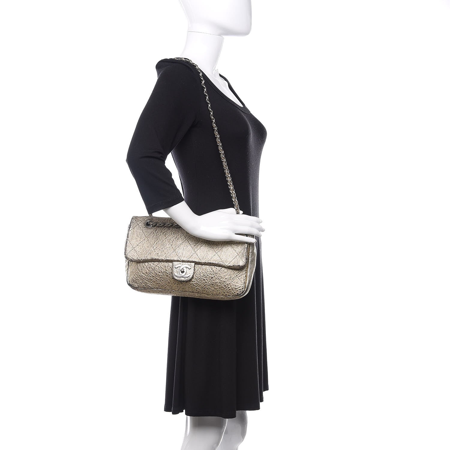 Chanel Distressed Metallic Lambskin Quilted Le Marais Ligne Flap Gold 2 of 16