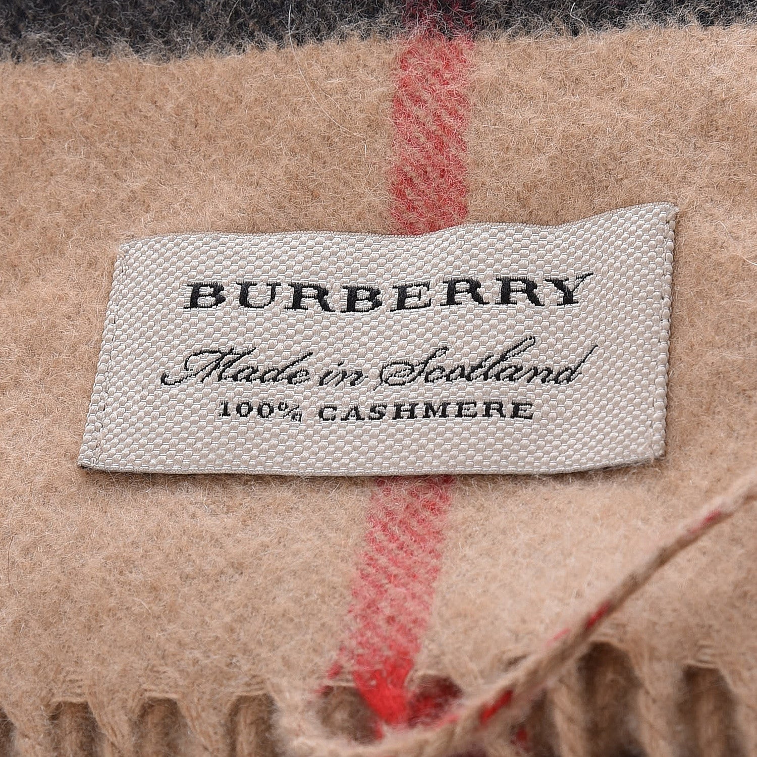 Burberry Cashmere Giant Check Fringe Scarf Archive Beige 5 of 5
