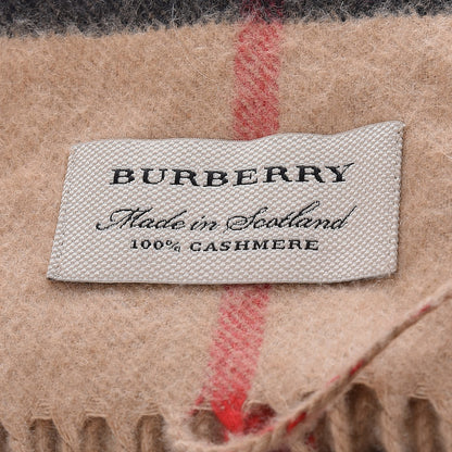 Burberry Cashmere Giant Check Fringe Scarf Archive Beige 5 of 5