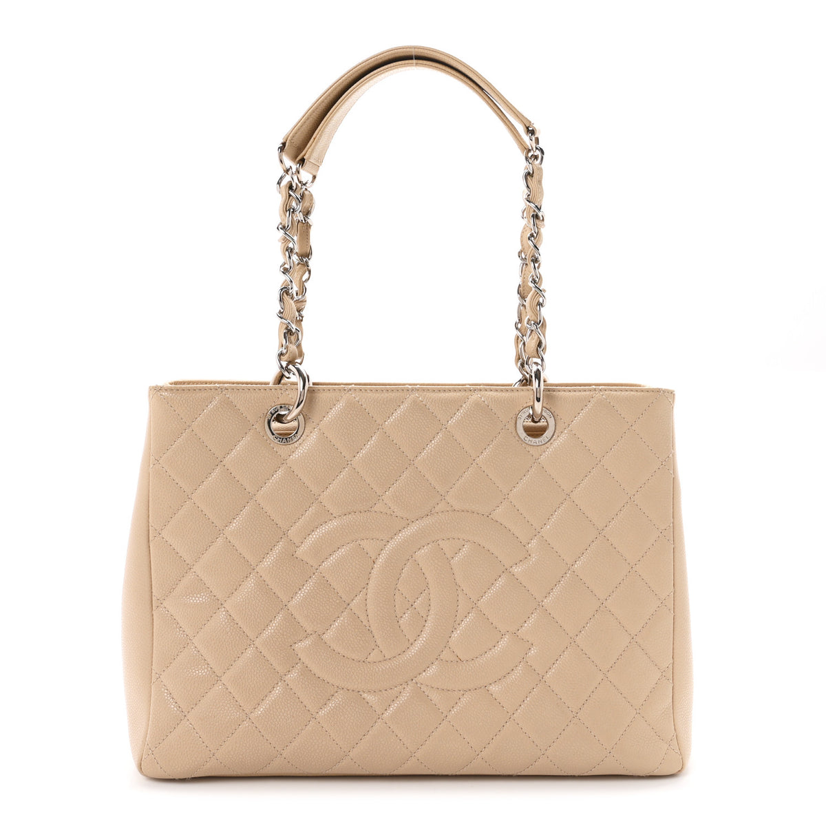 Caviar Quilted Grand Shopping Tote GST Beige