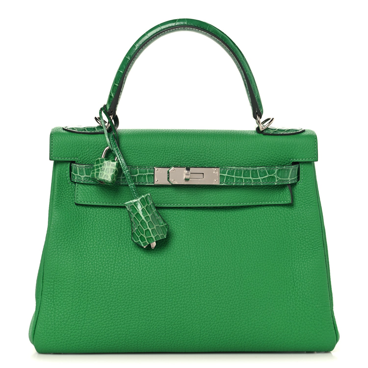 Hermes Togo Shiny Niloticus Crocodile Kelly Retourne Touch 28 Bambou 1 of 12