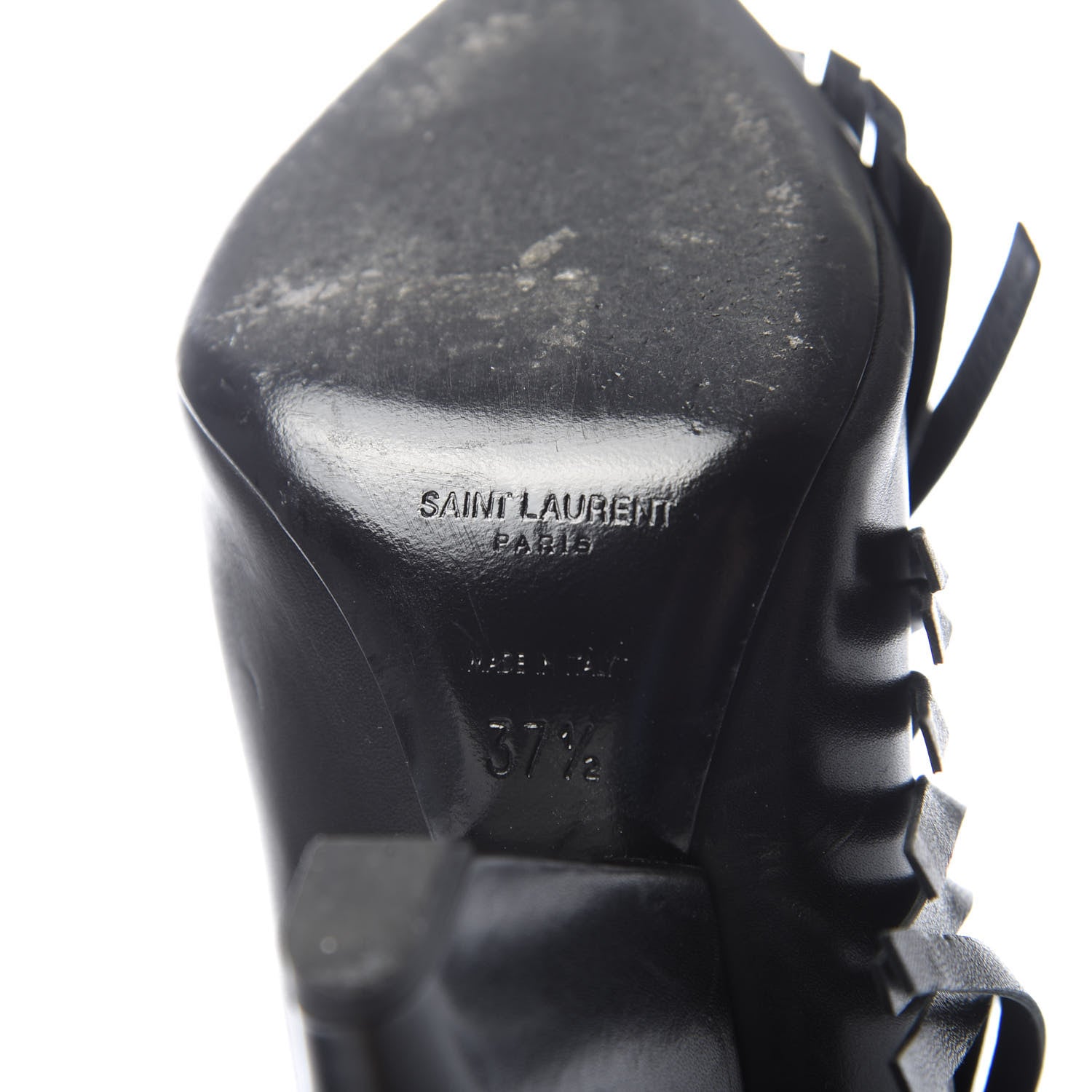 Saint Laurent Calfskin Niki Fringe High Boots 37.5 Black 7 of 8