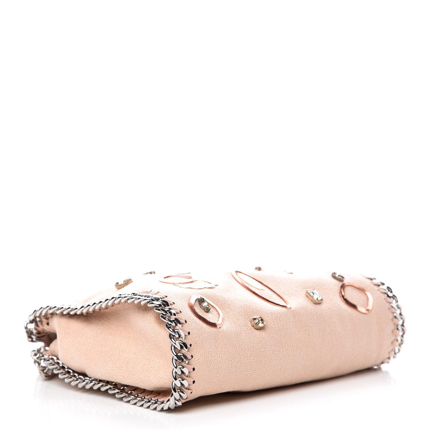 Shaggy Deer Crystal Embellished Mini Falabella Tote Powder