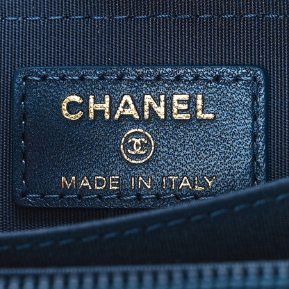 Chanel Metallic Lambskin Quilted Boy Zip Around Coin Purse Wallet Blue 6 of 9