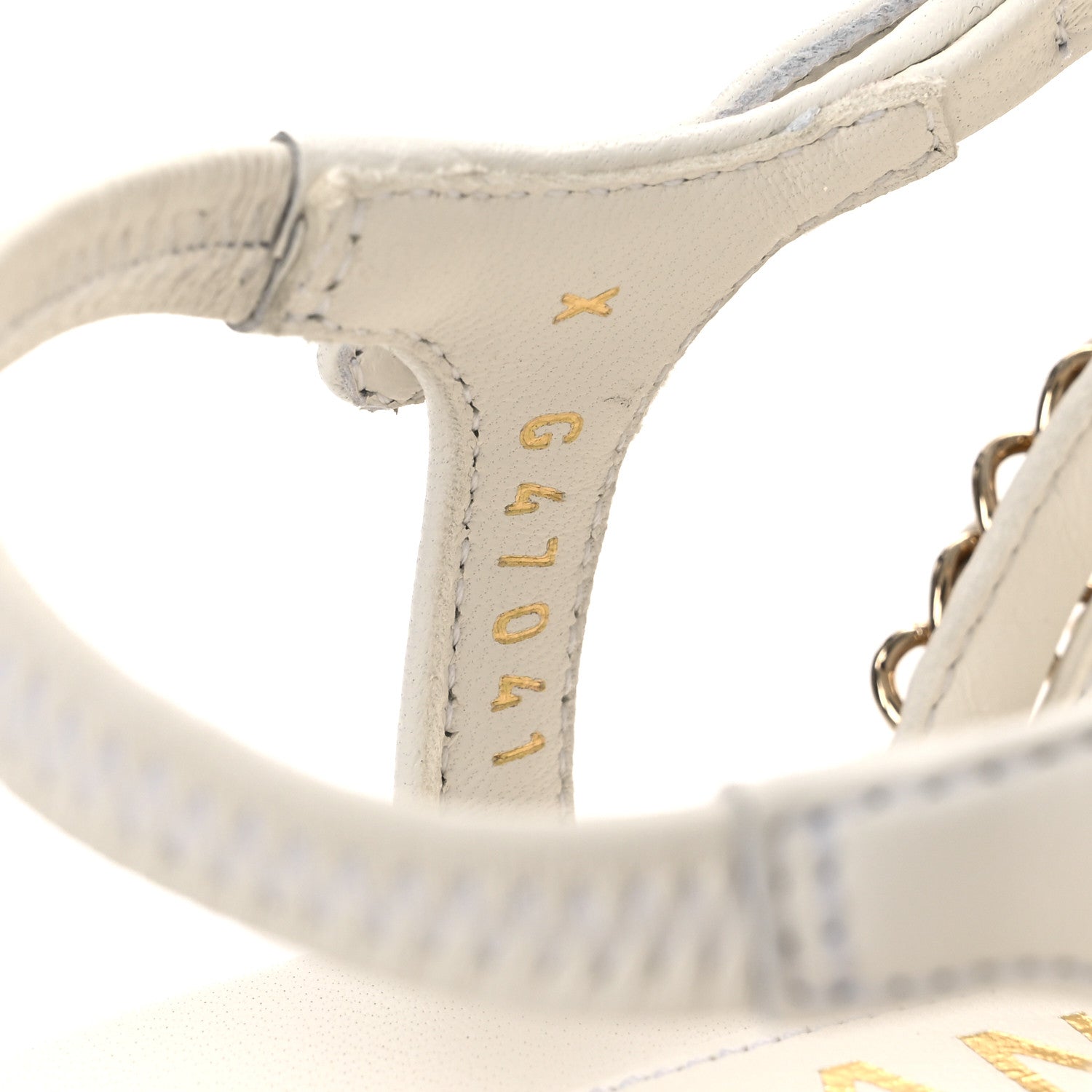 Chanel Lambskin Metal Chain Ankle Strap Sandals 39 White 10 of 12