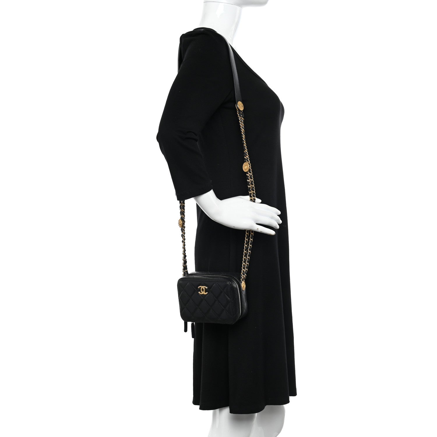 Chanel Caviar Quilted Twist Your Buttons Clutch With Chain Black 2 of 12