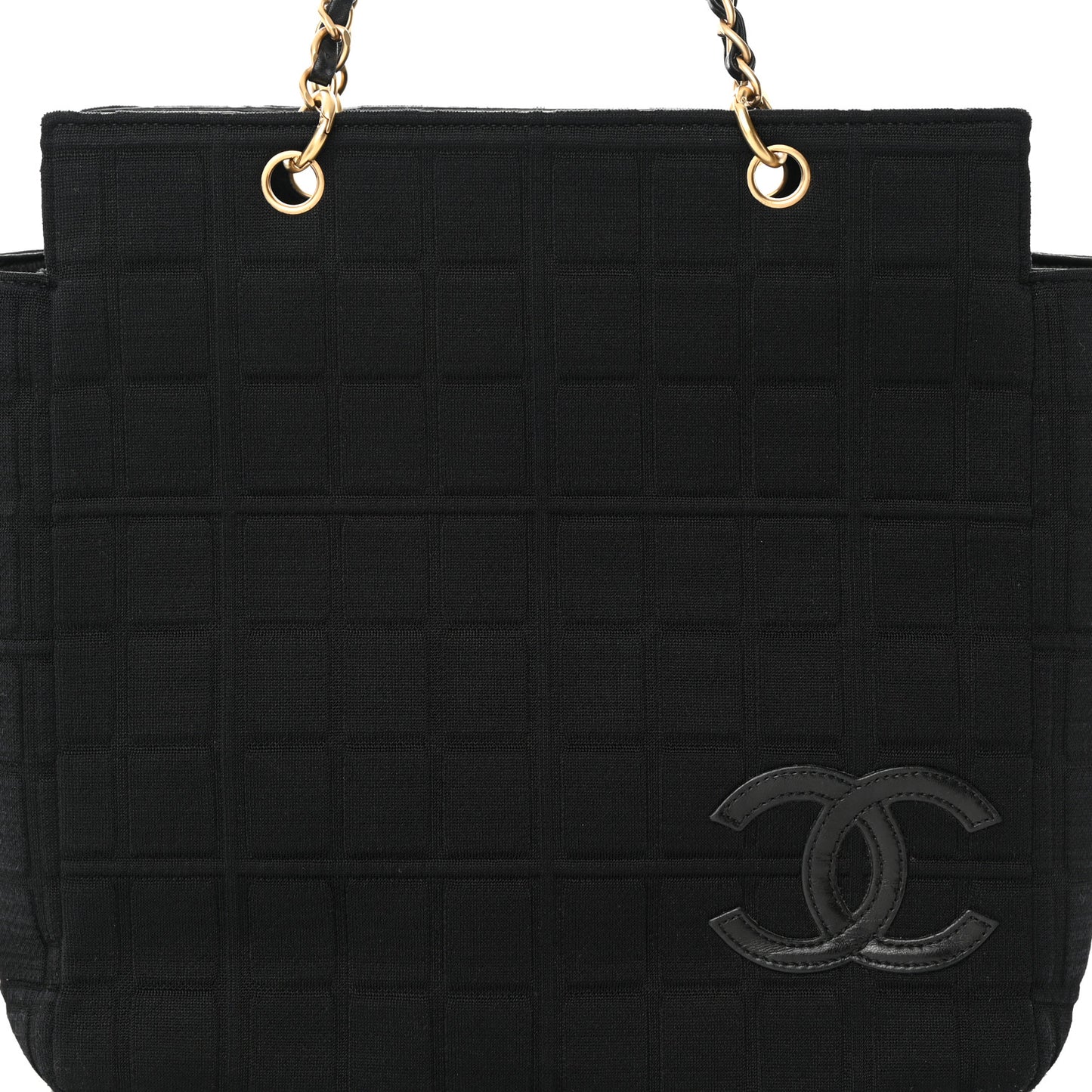 Jersey Chocolate Bar Quilted CC Shoulder Bag Black