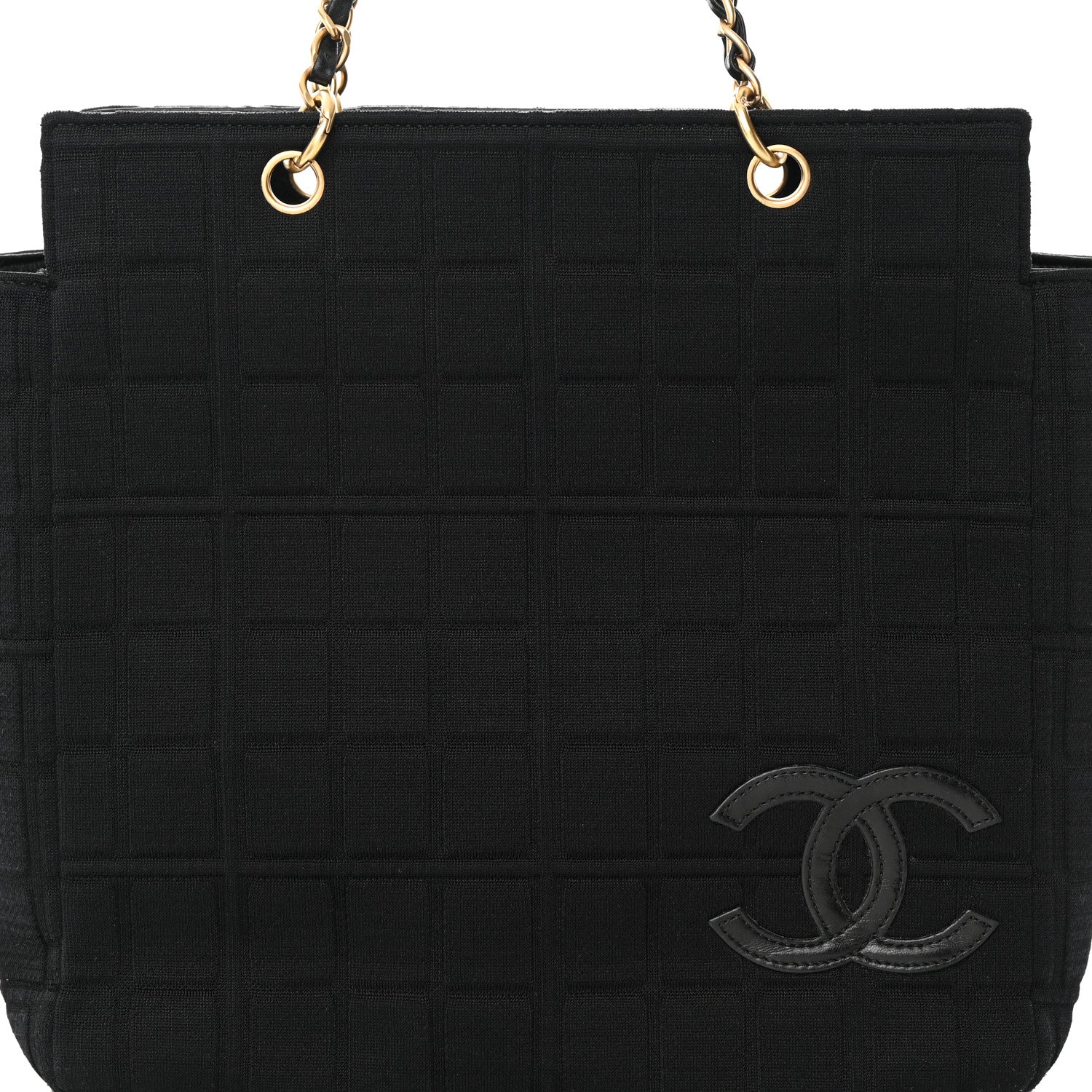 Chanel Jersey Chocolate Bar Quilted CC Shoulder Bag Black 8 of 18