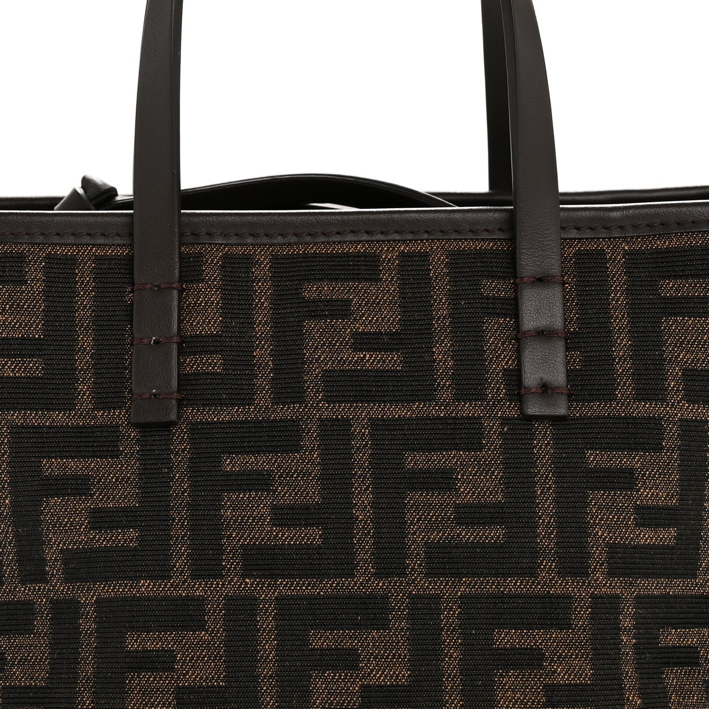Fabric Jacquard Vitello Grace FF 1974 Mini Roll Tote Tobacco Moro Ebano