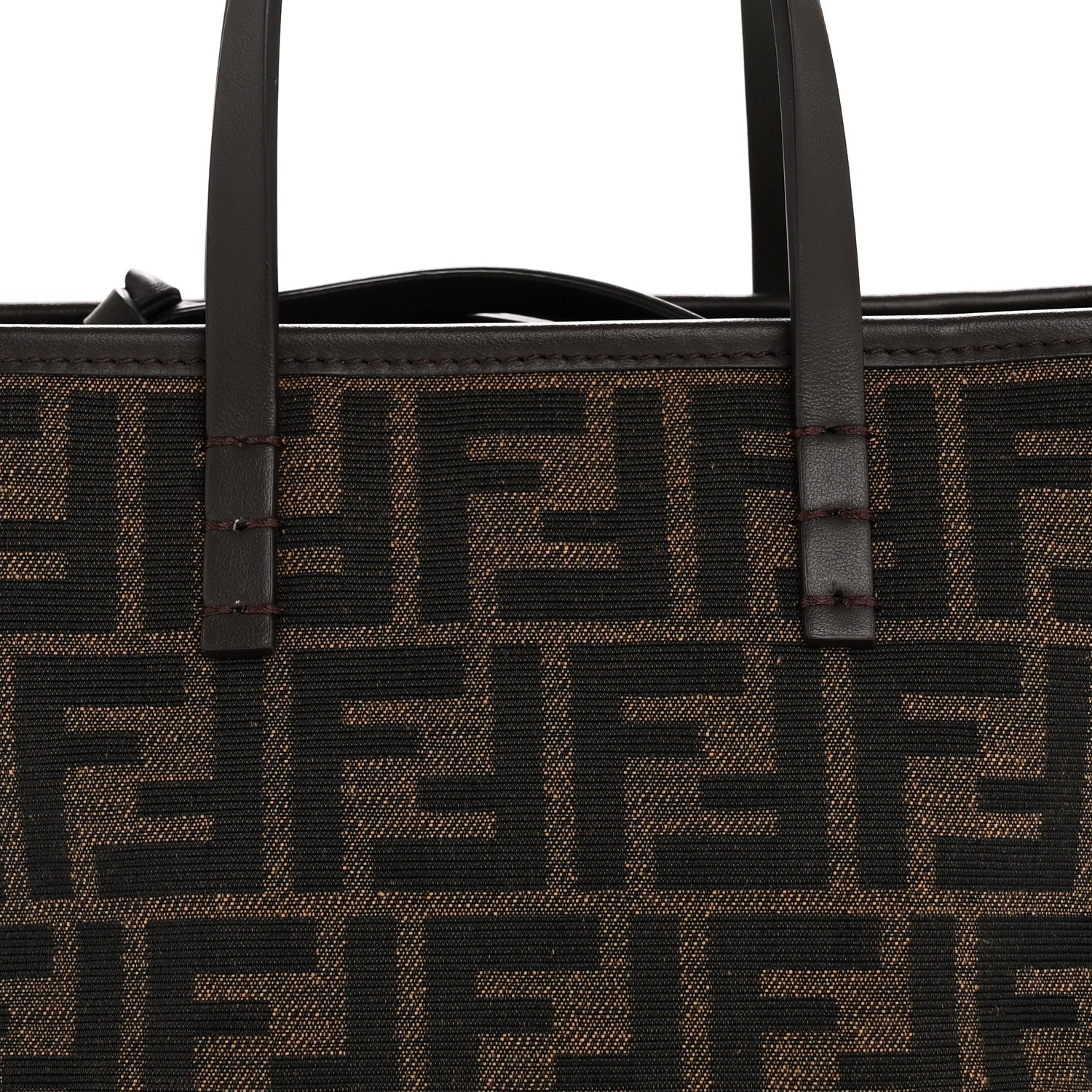 Fendi Fabric Jacquard Vitello Grace FF 1974 Mini Roll Tote Tobacco Moro Ebano 8 of 11