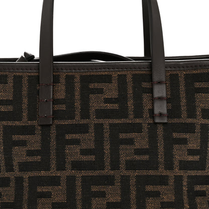 Fendi Fabric Jacquard Vitello Grace FF 1974 Mini Roll Tote Tobacco Moro Ebano 8 of 11