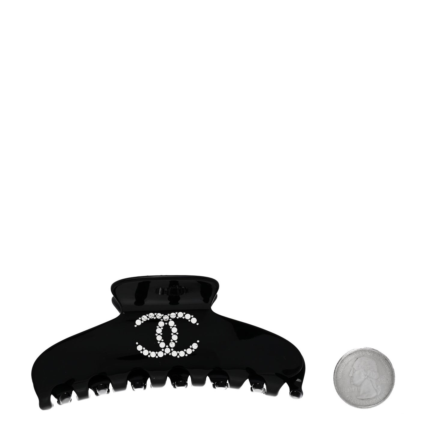 Resin Enamel Crystal CC Hair Clip Black