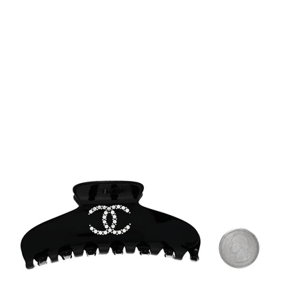 Chanel Resin Enamel Crystal CC Hair Clip Black 2 of 5