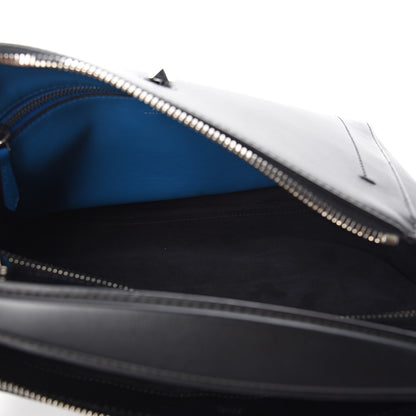 Fendi Vitello Baltico Dolce DotCom Satchel Black Blue Royal 4 of 12