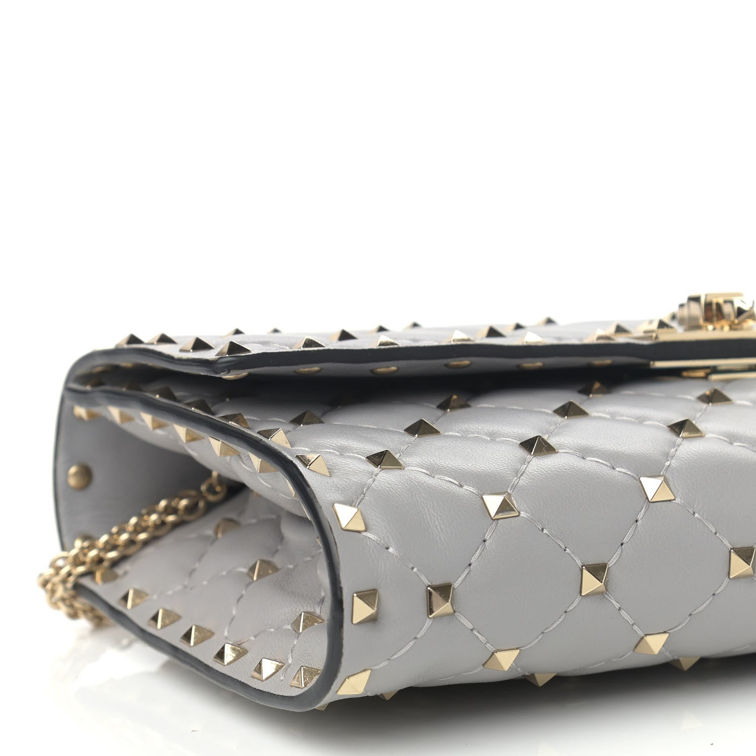 Valentino Garavani Nappa Rockstud Spike Wallet on Chain Pastel Grey 8 of 10