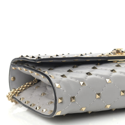 Valentino Garavani Nappa Rockstud Spike Wallet on Chain Pastel Grey 8 of 10