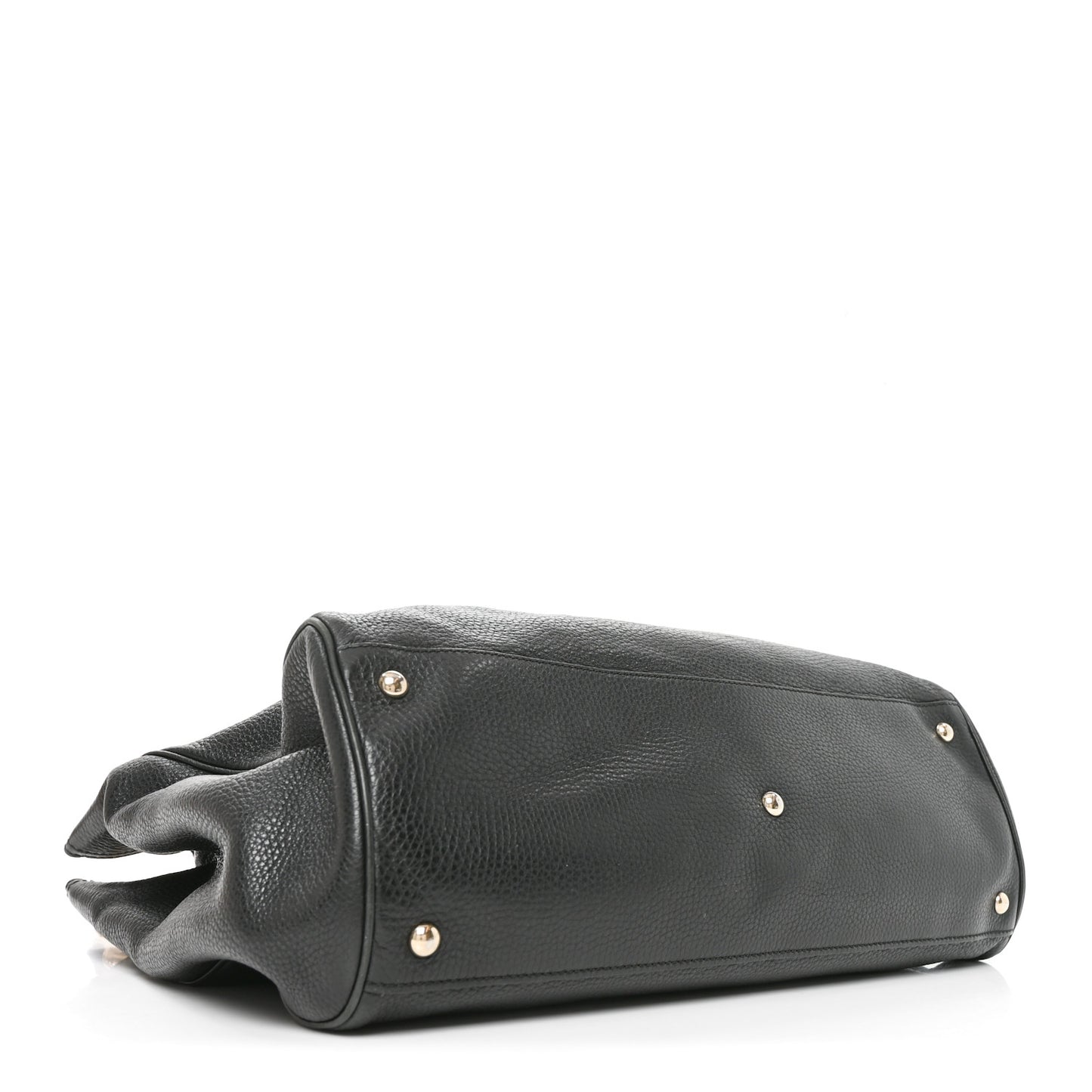 Pebbled Calfskin Large Bamboo Shopper Tote Black Black