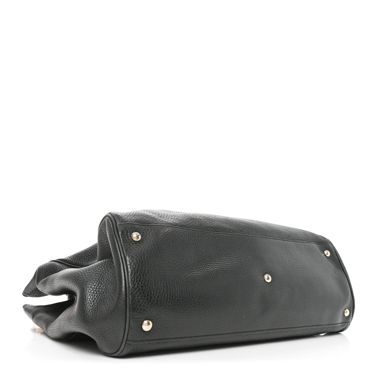 Gucci Pebbled Calfskin Large Bamboo Shopper Tote Black Black 4 of 10