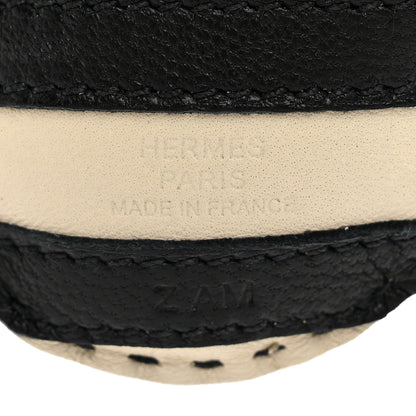 Hermes Milo Lambskin Geegee Savannah Bag Charm Craie Black Rose Mexico 3 of 4
