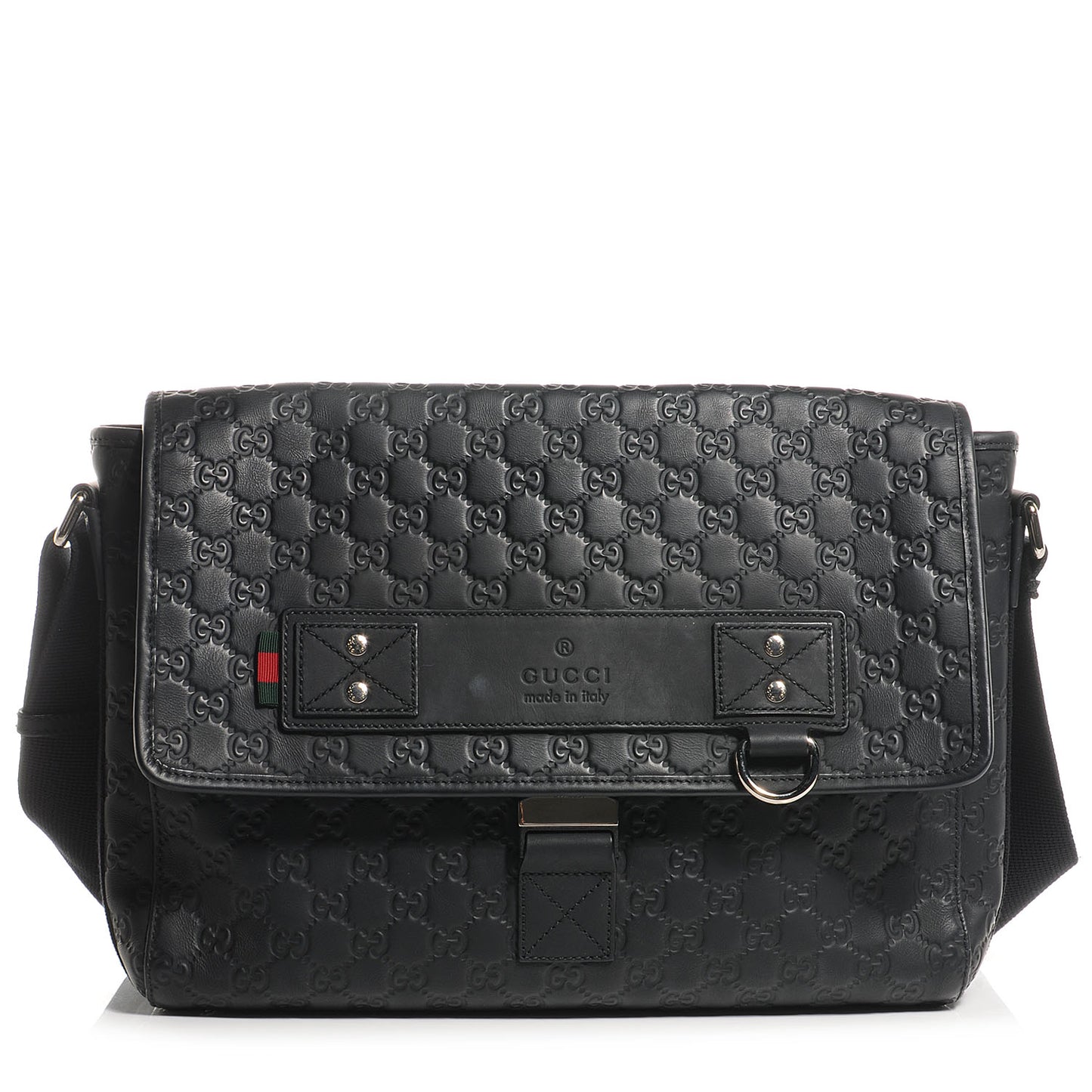 Rubber Guccissima Medium Messenger Bag Black