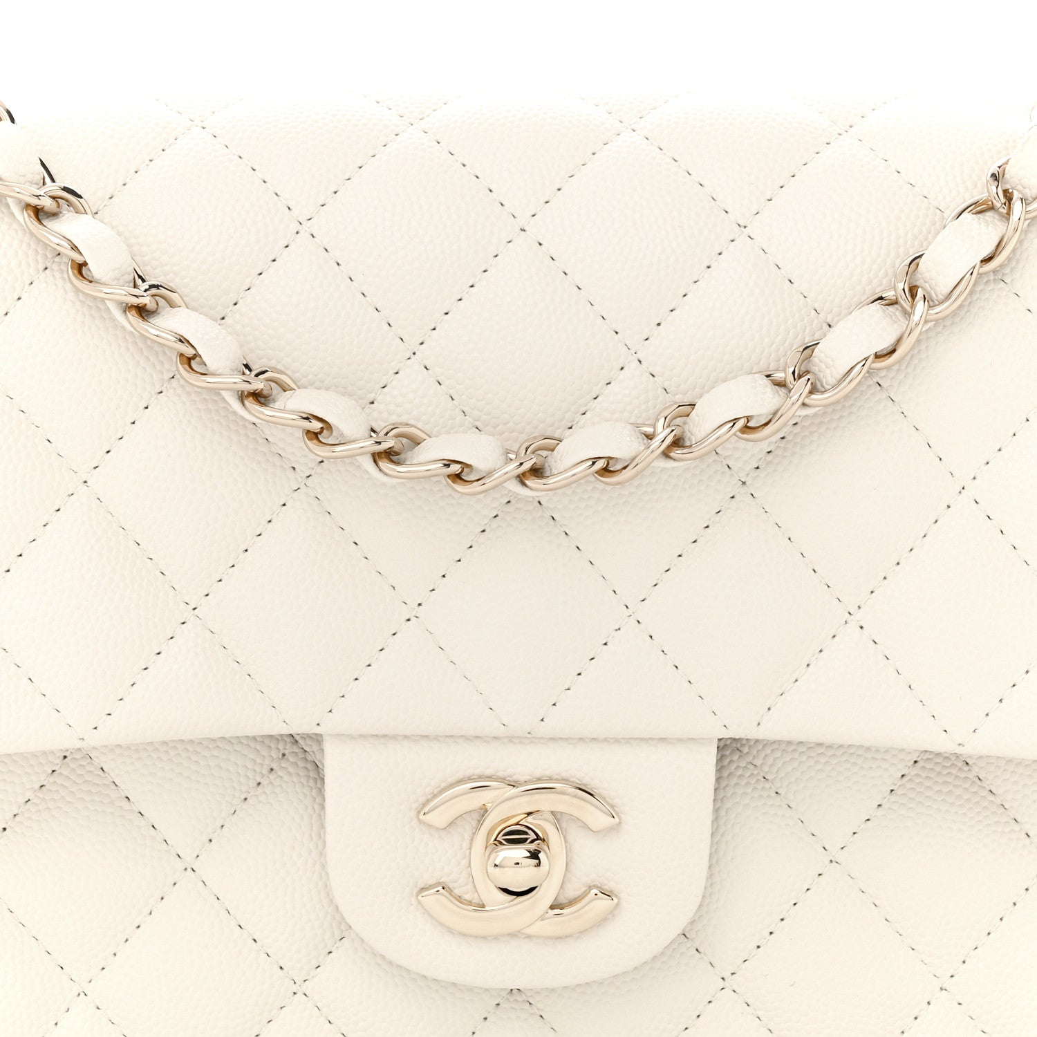 Chanel Caviar Quilted Medium Double Flap White 8 of 13