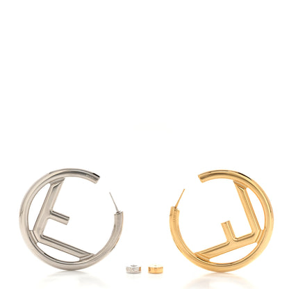 Fendi Metal FF Hoop Earrings Gold Silver 3 of 6
