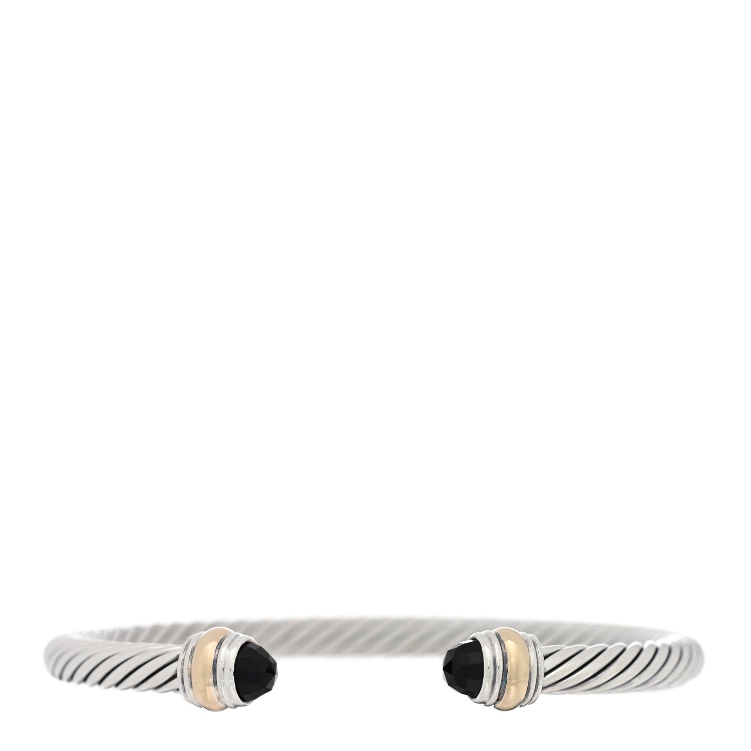 David Yurman Sterling Silver 14K Yellow Gold Black Onyx 5mm Cable Classics Bracelet 1 of 3