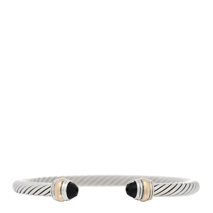 David Yurman Sterling Silver 14K Yellow Gold Black Onyx 5mm Cable Classics Bracelet 1 of 3