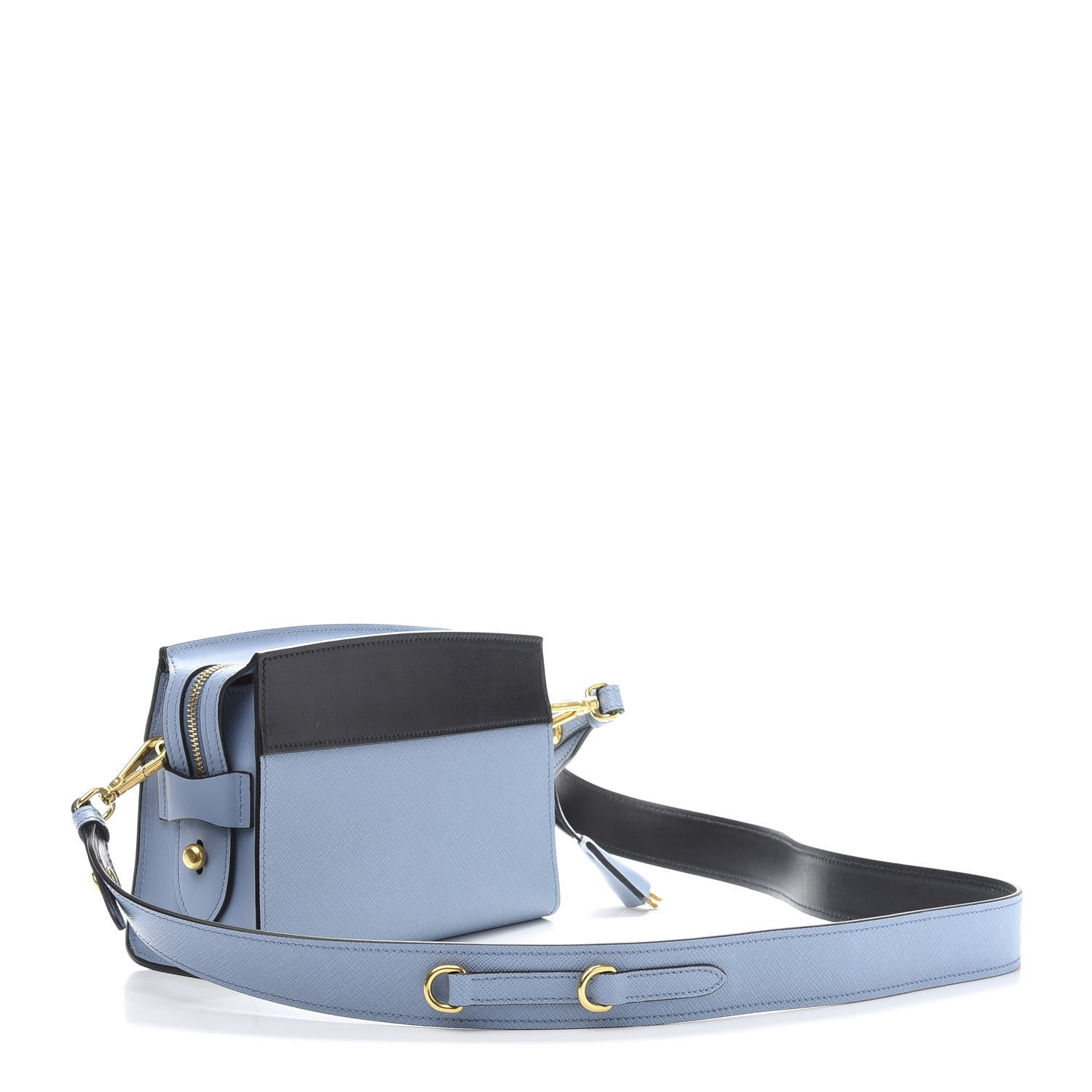 Prada Saffiano City Calfskin Esplanade Crossbody Bag Astrale Black 3 of 9