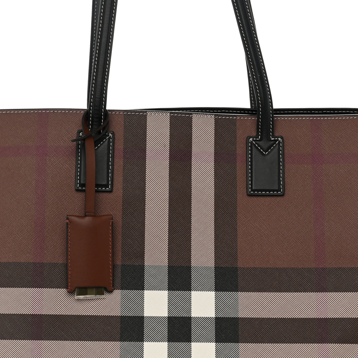 Burberry E-Canvas Check Medium Soft TB Tote Dark Birch Brown 8 of 11