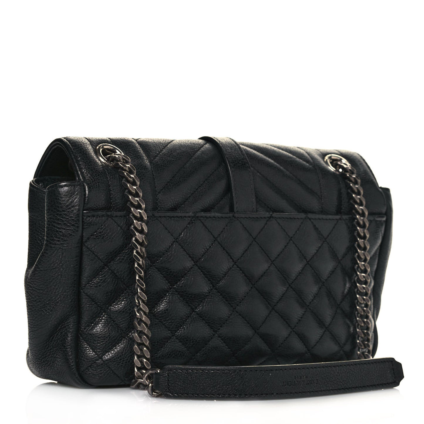 Sheepskin Tri-Quilt Monogram Medium College Bag Black