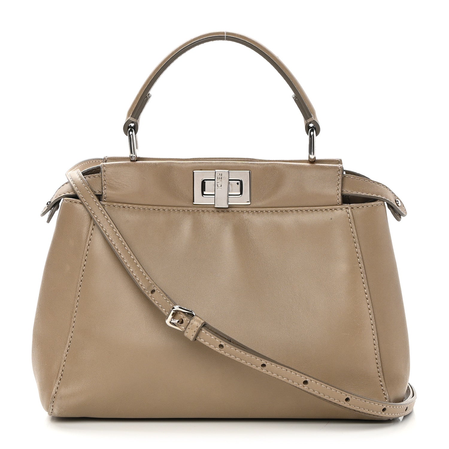 Fendi Nappa Mini Peekaboo Iconic Satchel Tortora 1 of 20