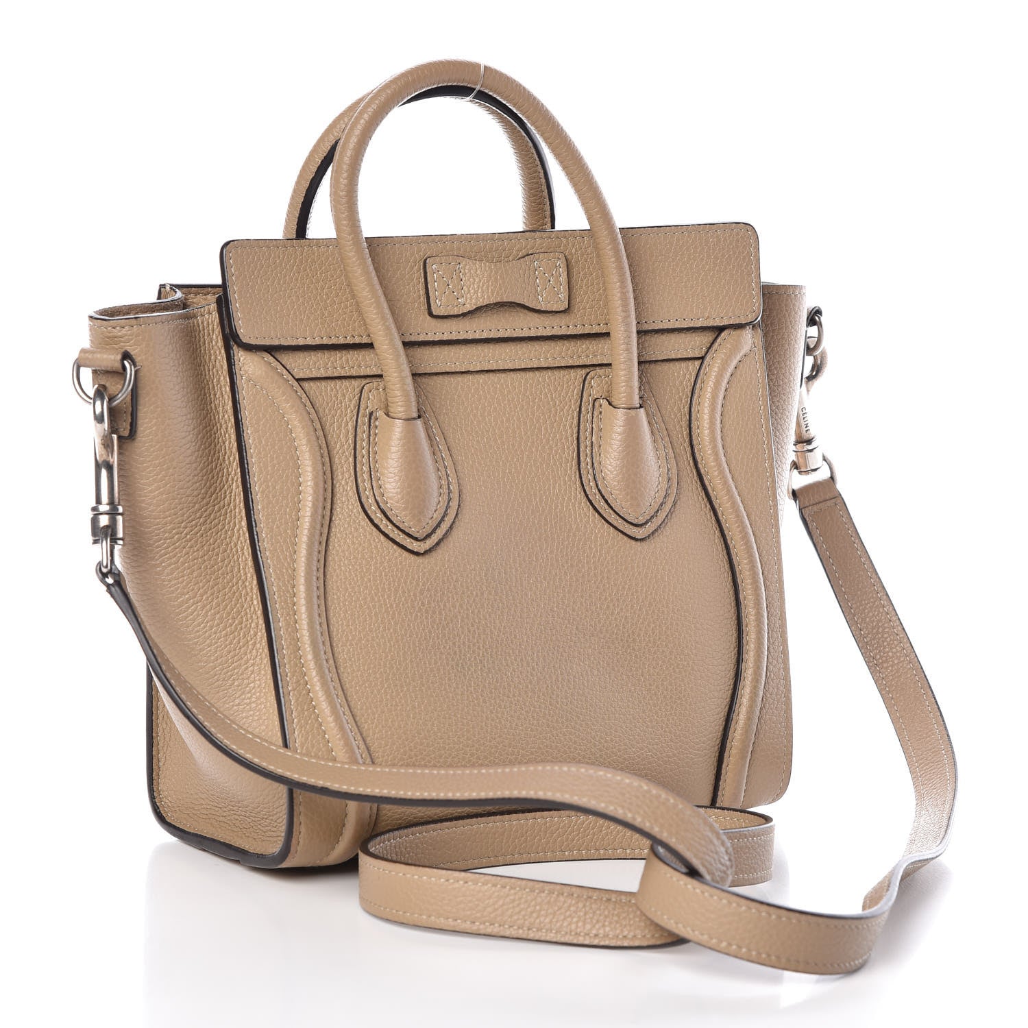 Celine Drummed Calfskin Nano Luggage Dune 3 of 9