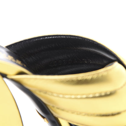 Gucci Metallic Nappa Webby Crossover High Heel Slide Sandals 35 Oro Vecchio 8 of 11