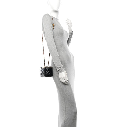 Chanel Lambskin Quilted Pearl Crush Small Vanity Case With Chain Black 2 of 10