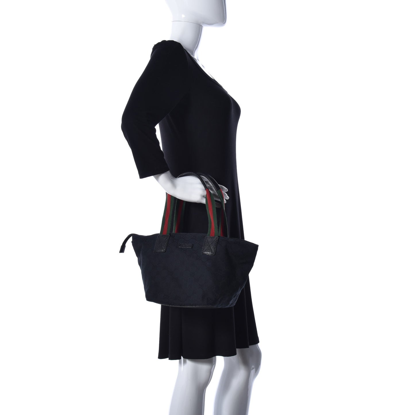 GG Monogram Small Web Handle Bucket Tote Black
