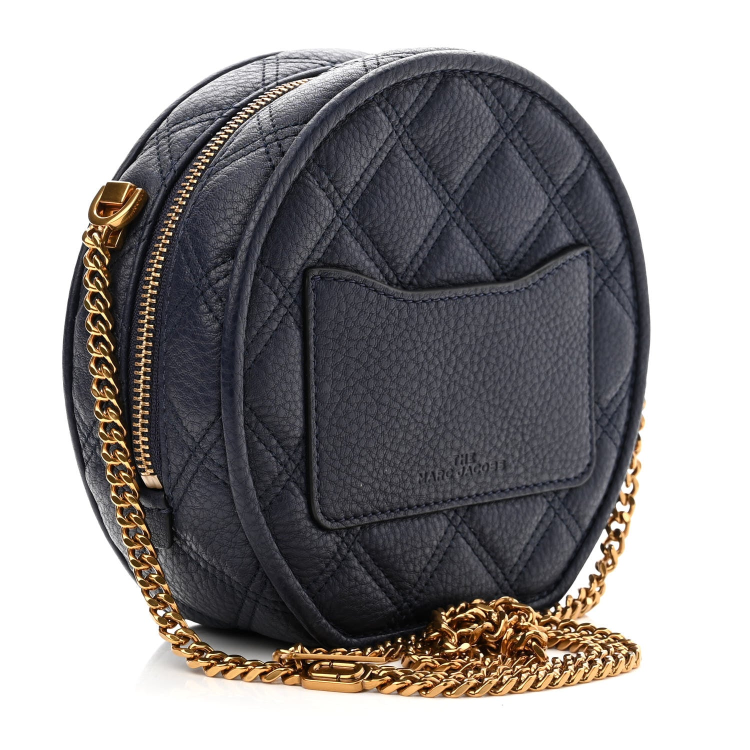 Marc Jacobs Grained Calfskin Quilted The Status Round Crossbody Navy 3 of 10