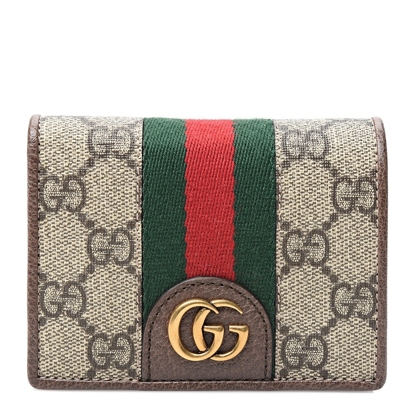 X DISNEY GG Supreme Monogram Web Three Little Pigs Ophidia Card Case Wallet Beige New Acero