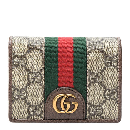 Gucci X DISNEY GG Supreme Monogram Web Three Little Pigs Ophidia Card Case Wallet Beige New Acero 1 of 7