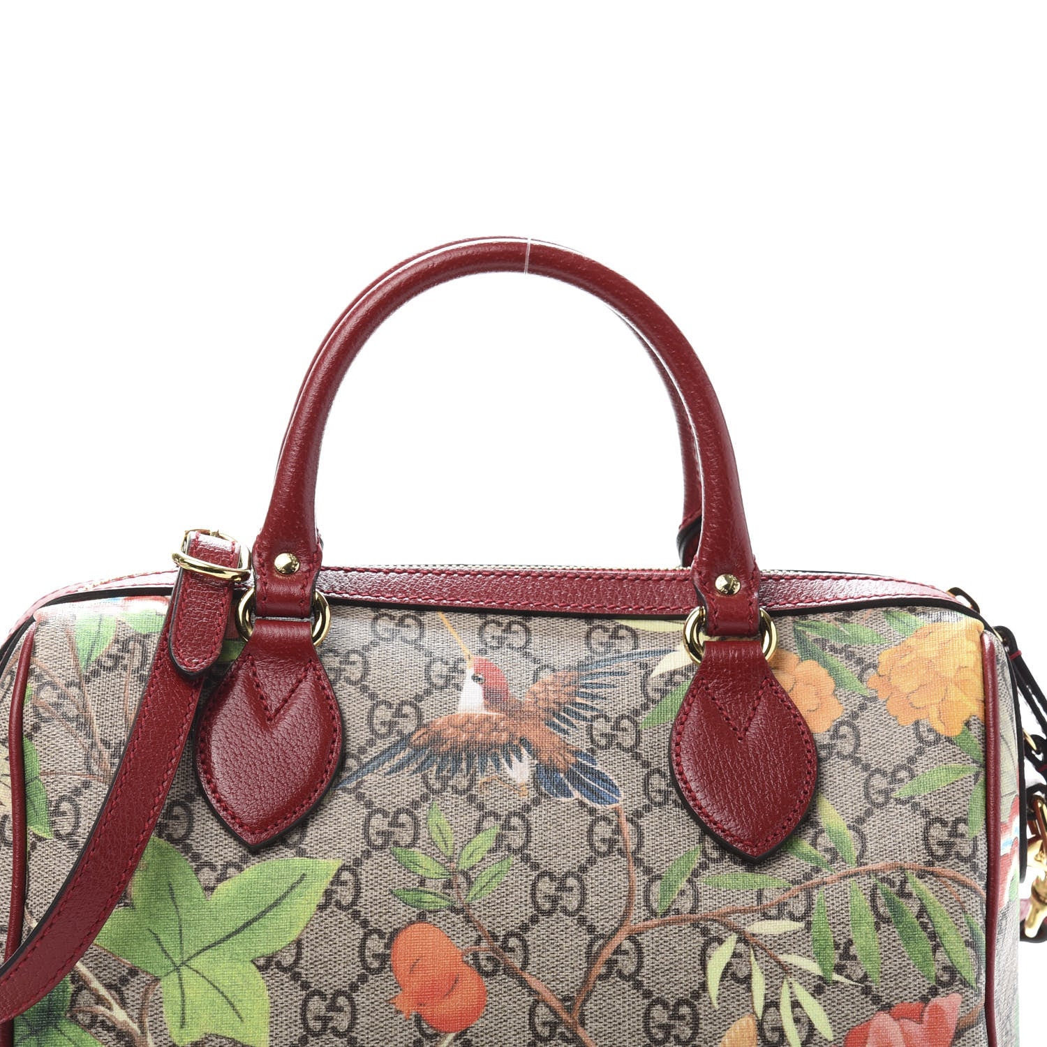 Gucci GG Supreme Monogram Tian Small Boston Beige Multicolor Red 11 of 11