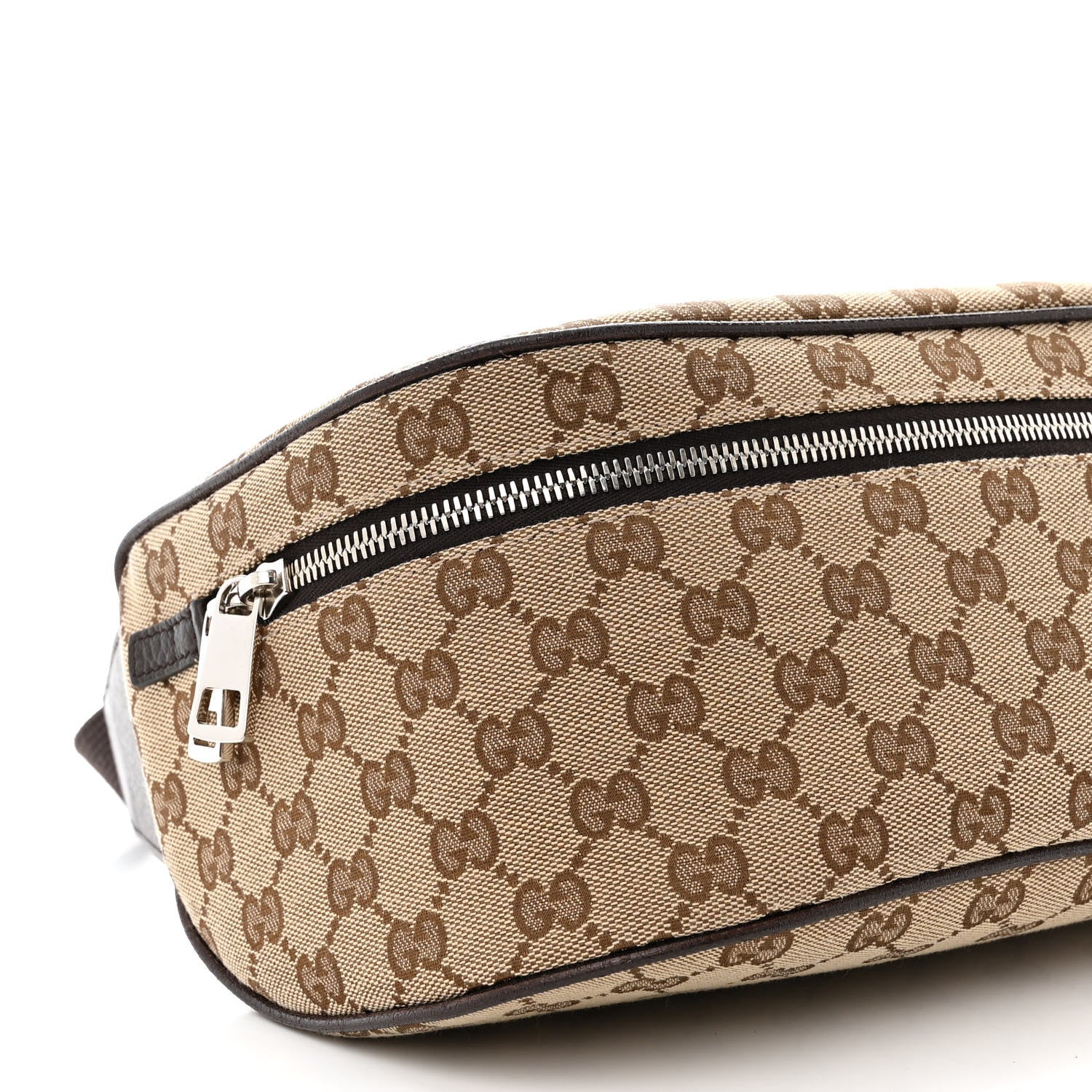 Gucci Monogram Dollar Calfskin Waist Pouch Beige Ebony Testa di Moro Marrone Scuro 9 of 10