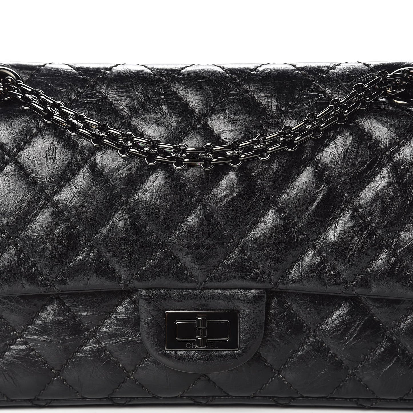 Aged Calfskin Quilted 2.55 Reissue 225 Flap So Black